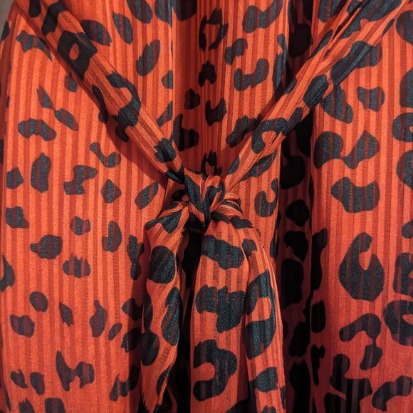 SugarLips Red and Black Animal Print Long Sleeve Wrap Dress - Picture 3 of 5